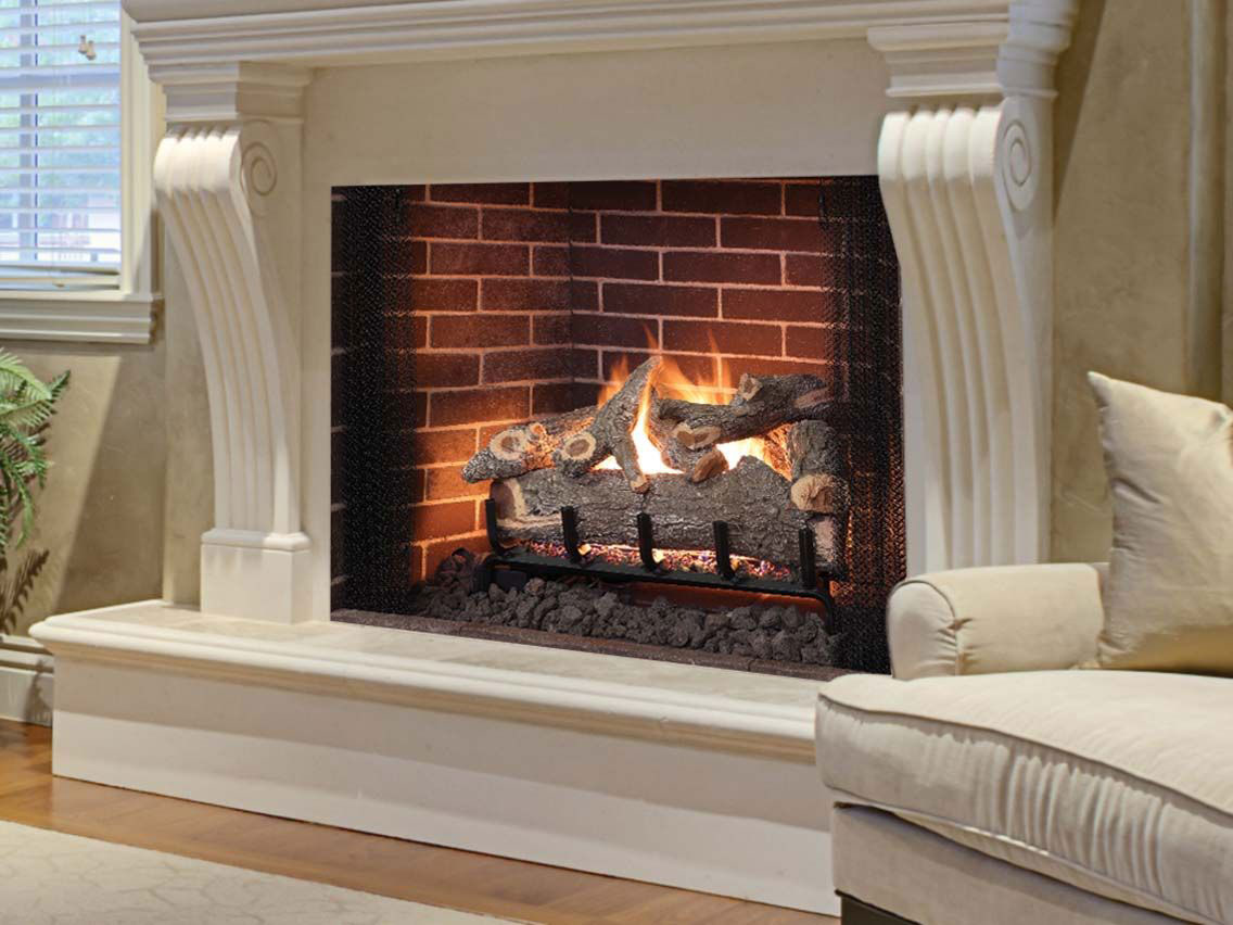 Wood burning fireplace and gas log sets